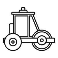 icono de rodillo de camino constructor, estilo de contorno vector