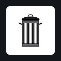 Trash can with lid icon, simple style vector