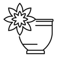 icono de la taza de la flor de la ceremonia del té, estilo de esquema vector