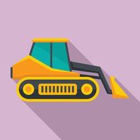 Loader bulldozer icon, flat style vector