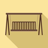 Swing wood bench icon, flat style vector