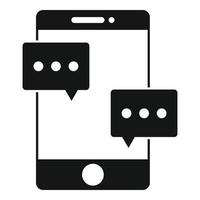 Smartphone chat icon, simple style vector