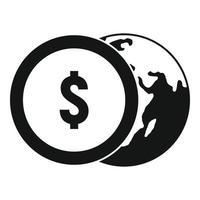 Global dollar transfer icon, simple style vector