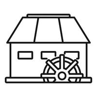 Antique water mill icon, outline style vector