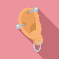 Ear full piercing icon, flat style vector