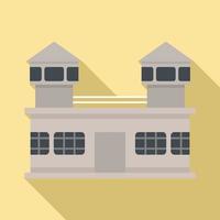 Prison building icon, flat style vector