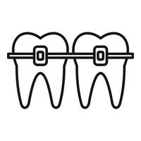 Tooth brackets icon, outline style vector