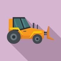 Digger bulldozer icon, flat style vector