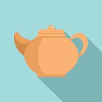 Ceramic tea pot icon, flat style vector