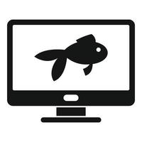 icono de monitor de peces, estilo simple vector