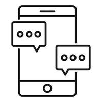 Smartphone chat icon, outline style vector