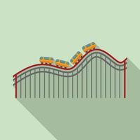 Roller coaster fun icon, flat style vector