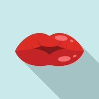 Lipstick kiss icon, flat style vector