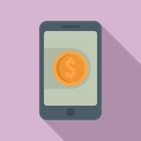 Dollar phone digital wallet icon, flat style vector