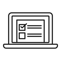 Laptop online survey icon, outline style vector