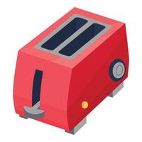 Retro red toaster icon, cartoon style vector