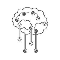 Sensors on human brain icon, outline style vector