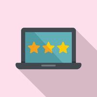 Three star laptop gamification icon, flat style vector