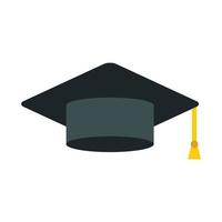 Black graduation cap icon, flat style vector