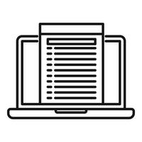 Laptop audit icon, outline style vector
