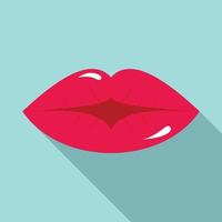 icono de beso de niña, estilo plano vector