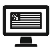 icono de monitor en línea de impuestos, estilo simple vector