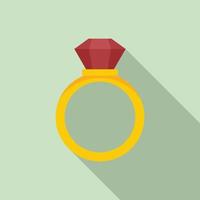 Notary gold ring icon, flat style vector