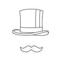 Cylinder and moustaches icon, outline style vector