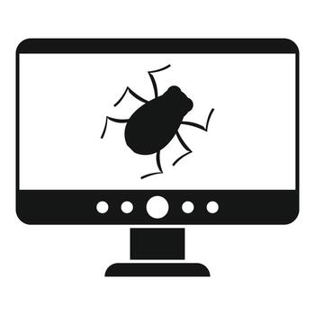 Computer bug icon, simple style vector