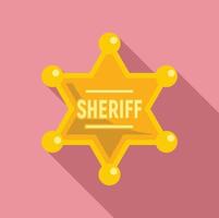 Sheriff gold star icon, flat style vector