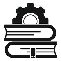 icono de pila de libros de engranajes, estilo simple vector
