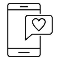 Love sms icon, outline style vector