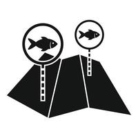 Map fish icon, simple style vector