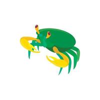icono de cangrejo verde, estilo de dibujos animados vector