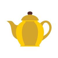 Yellow teapot icon, flat style vector