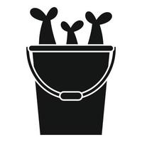 Fish in bucket icon, simple style vector