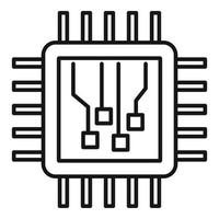 icono del procesador de aprendizaje automático, estilo de esquema vector