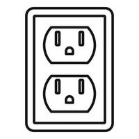 Double power socket icon, outline style vector