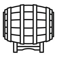 icono de barril de vino de madera, estilo de esquema vector