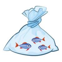 Aquarium fish package icon, cartoon style vector