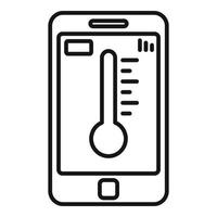 icono de control de temperatura del teléfono inteligente, estilo de esquema vector