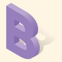 B letter in isometric 3d style with shadow vector