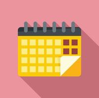 icono de calendario de lecciones, estilo plano vector