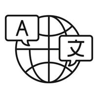 icono de traducción global, estilo de esquema vector