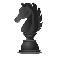 icono de caballo de ajedrez negro, estilo de dibujos animados vector