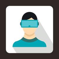 icono de gafas de realidad virtual, estilo plano vector