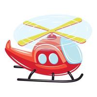 Flying helicopter icon, cartoon style vector