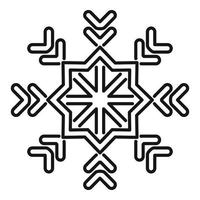 Star snowflake icon, outline style vector