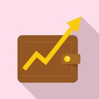 Wallet money graph icon, flat style vector