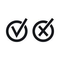 Signs of choice of tick and cross in circles icon vector